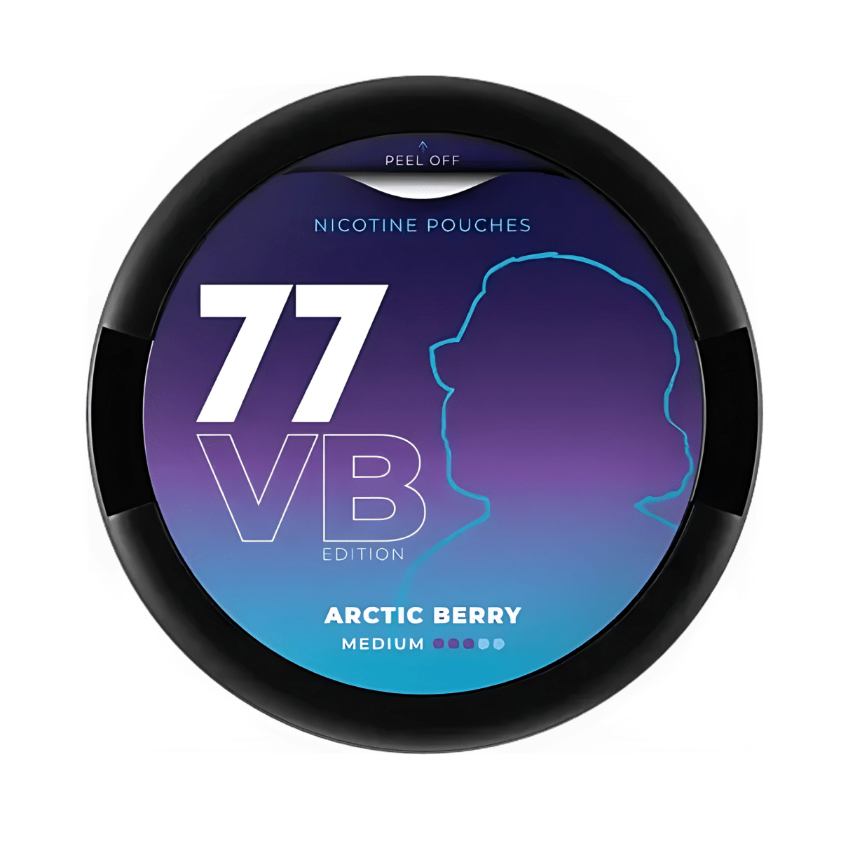 77 Arctic Berry nicotine pouch can – Slim all-white, 10.4mg, 20 pouches