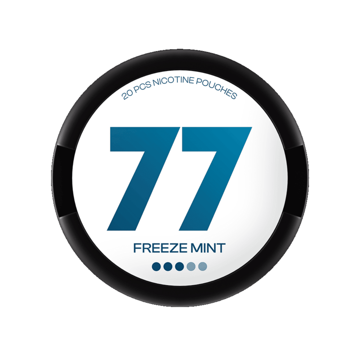 77 Freeze Mint nicotine pouch can – Slim all-white, 10.4mg, 20 pouches