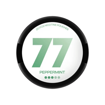77 Peppermint nicotine pouch can – Slim all-white, 10.4mg, 20 pouches