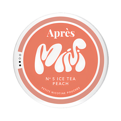 Après Ice Tea Peach Mini nicotine pouch can – Mini all-white, 3.2mg, 20 pouches