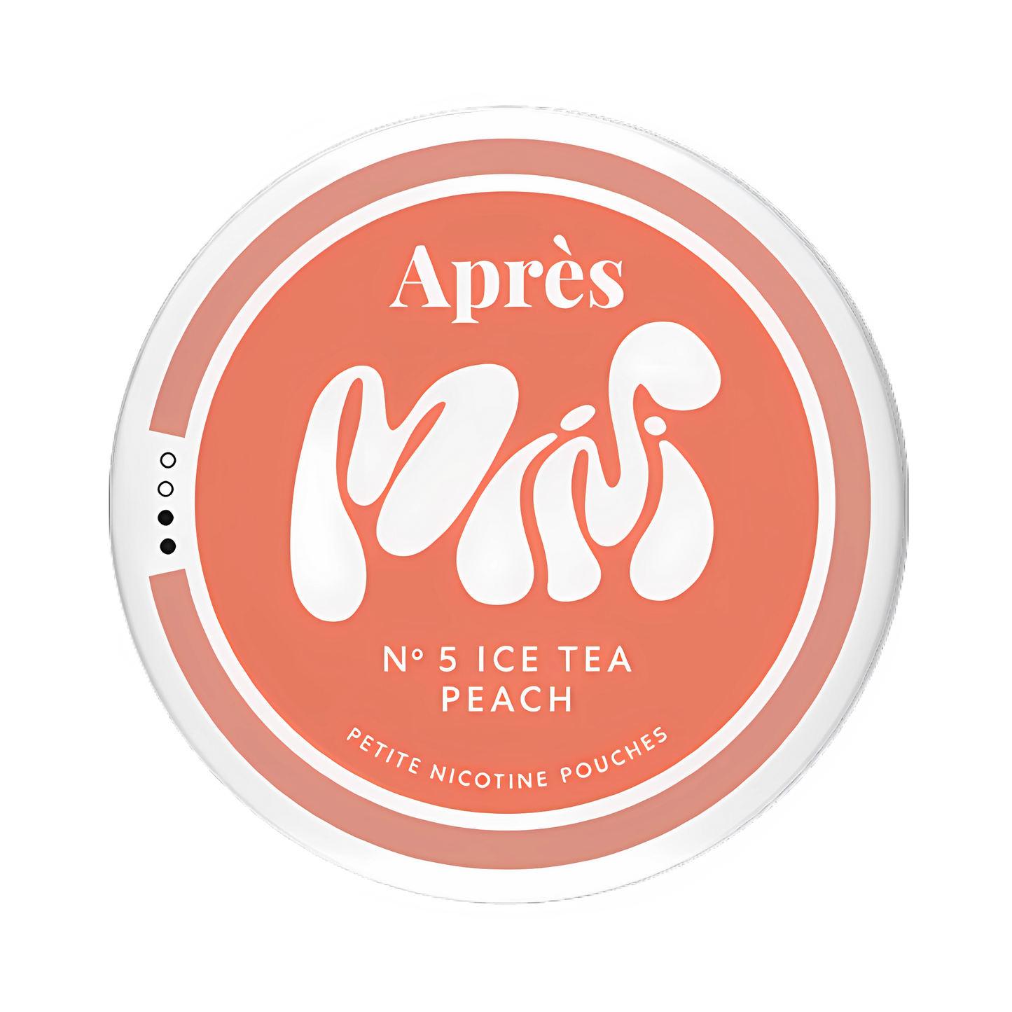 Après Ice Tea Peach Mini nicotine pouch can – Mini all-white, 3.2mg, 20 pouches