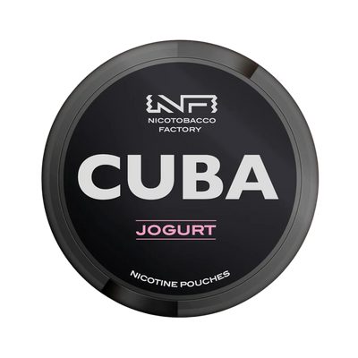 CUBA Black Jogurt nicotine pouch can – Slim moist, 42.9mg, 20 pouches