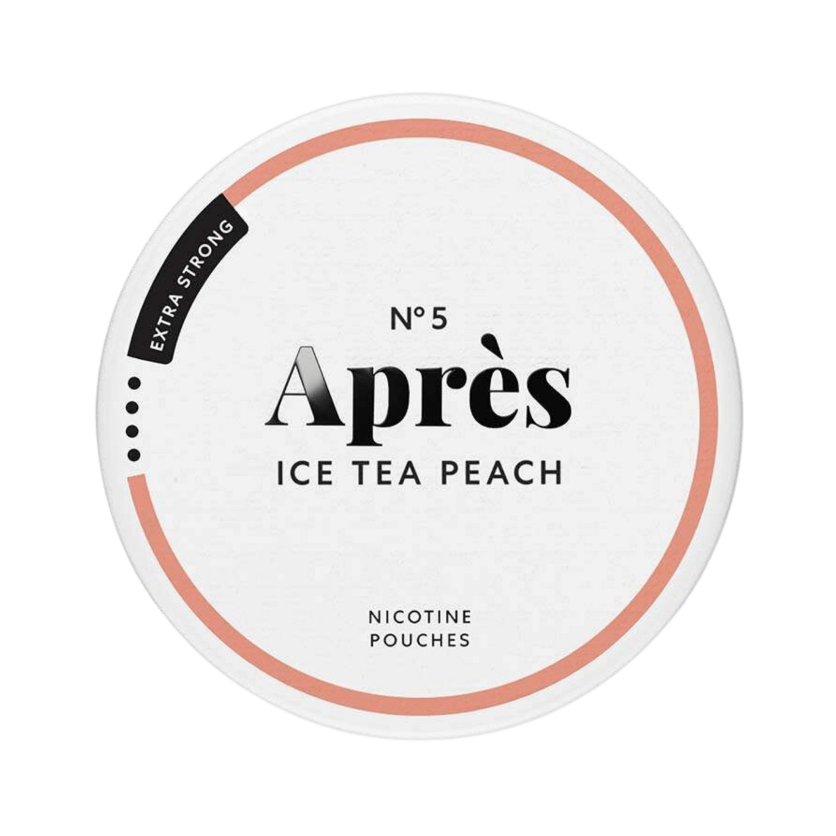 Après Ice Tea Peach Extra Strong nicotine pouch can – Slim all-white, 8.3mg, 20 pouches