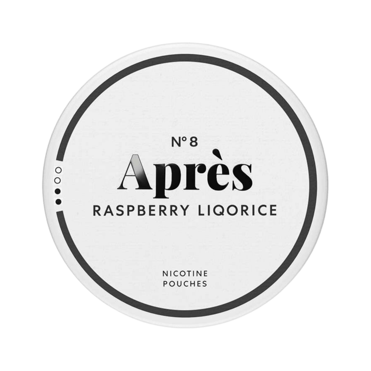 Après Raspberry Liqorice nicotine pouch can – Slim all-white, 4.4mg, 20 pouches
