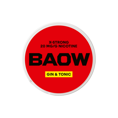 BAOW Gin & Tonic nicotine pouch can – Slim all-white, 12mg, 20 pouches