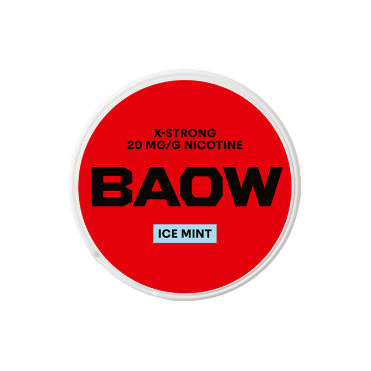 BAOW Ice Mint nicotine pouch can – slim all-white, 12 mg, 20 pouches