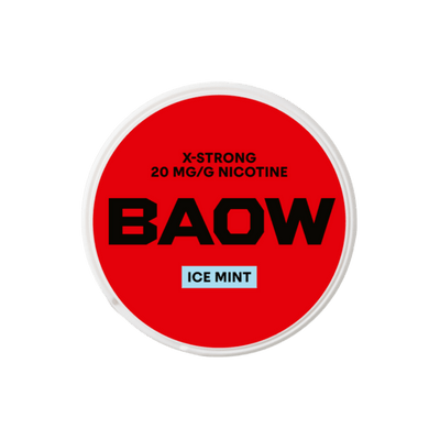 BAOW Ice Mint nicotine pouch can – slim all-white, 12 mg, 20 pouches