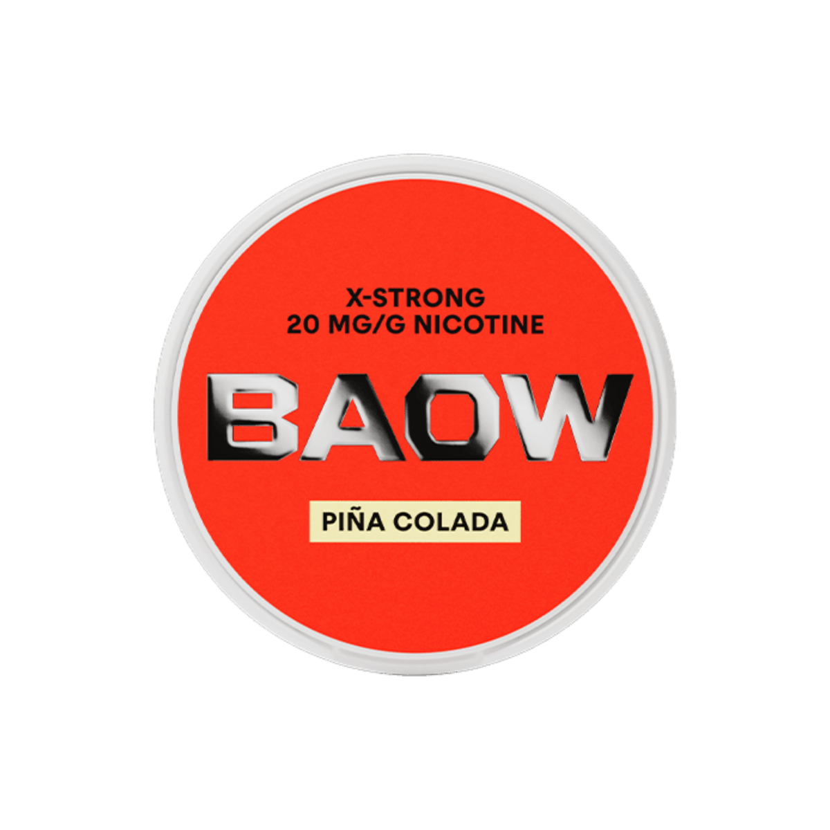 BAOW Piña Colada nicotine pouch can – Slim all-white, 12 mg, 20 pouches