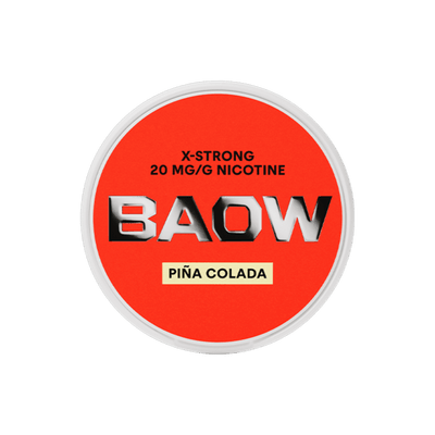 BAOW Piña Colada nicotine pouch can – Slim all-white, 12 mg, 20 pouches