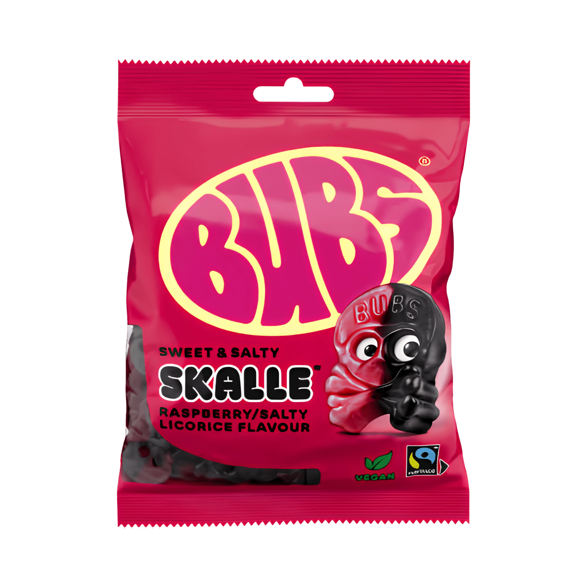 Bubs Raspberry licorice Skull 90g - Pouchland