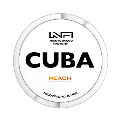 CUBA White Peach nicotine pouch can – Slim moist, 10.4 mg, 20 pouches