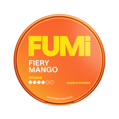 FUMi Fiery Mango nicotine pouch can – Slim dry, 8mg, 20 pouches
