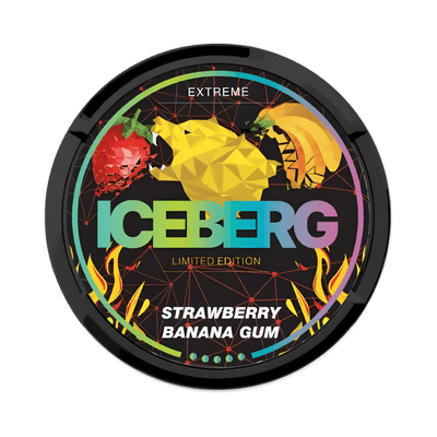 ICEBERG Strawberry Banana Gum nicotine pouch can – Slim moist, 40mg, 20 pouches