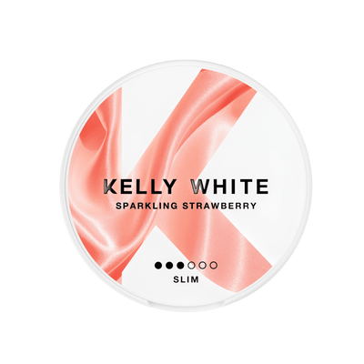 Kelly White Sparkling Strawberry nicotine pouch can – Slim semi-moist, 5mg, 20 pouches