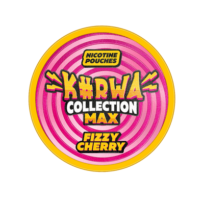 Kurwa Fizzy Cherry MAX nicotine pouch can – Slim, 43mg, 20 pouches