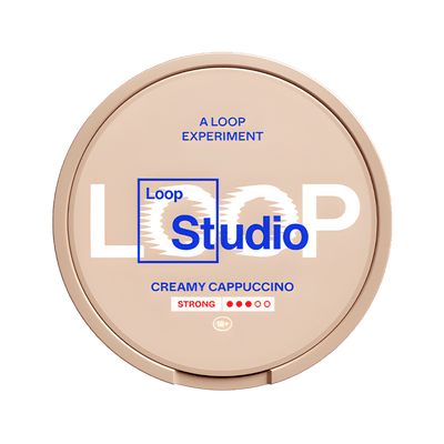 LOOP Creamy Cappucino Strong nicotine pouch can – Slim semi-moist, 15.6mg, 20 pouches