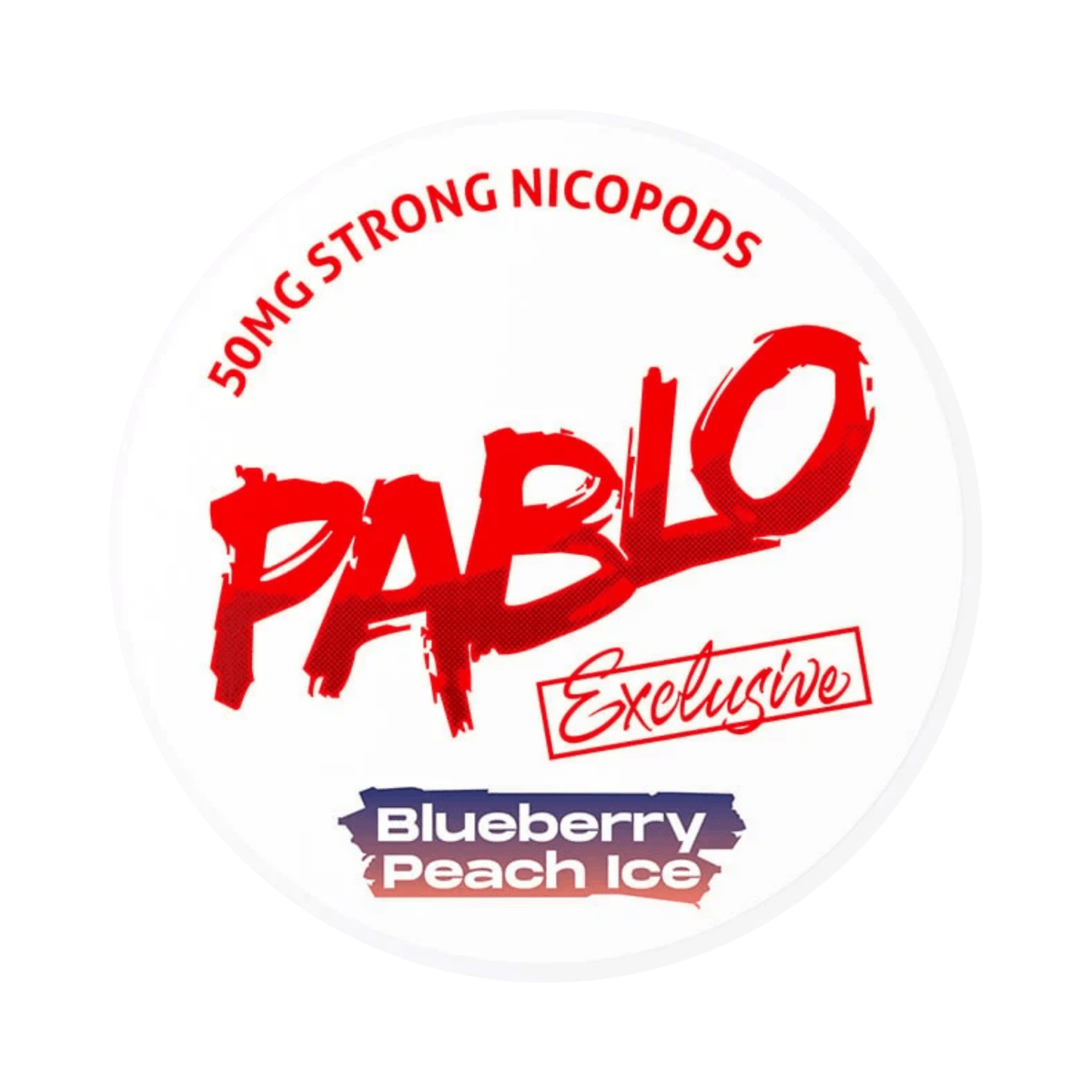 Pablo Exclusive Blueberry Peach Ice 50mg nicotine pouch can – Slim moist, 30 mg, 20 pouches