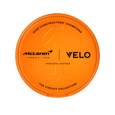 VELO Mclaren Sweet Papaya nicotine pouch can – Slim, 8mg, 20 pouches, Limited Edition