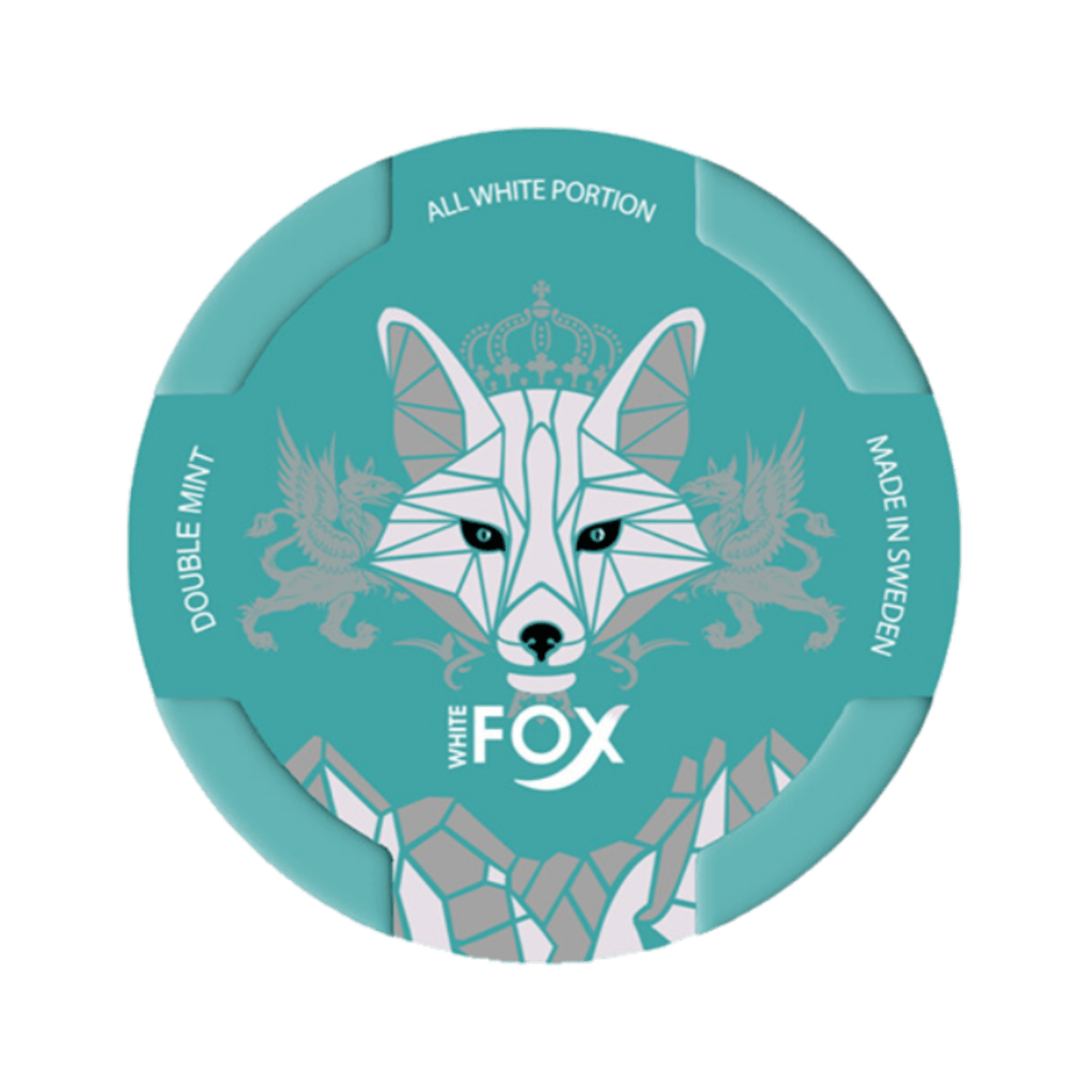 White Fox Double Mint nicotine pouch can – Slim moist, 12mg, 20 pouches
