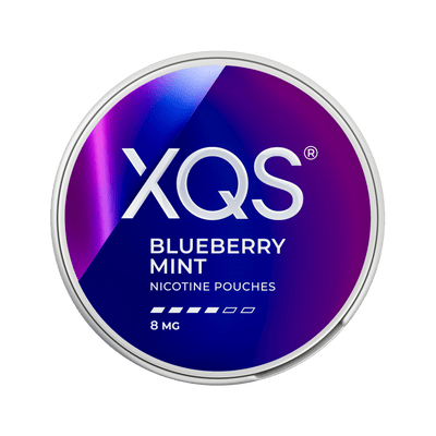 XQS Blueberry Mint nicotine pouch can – Slim moist, 8mg, 20 pouches