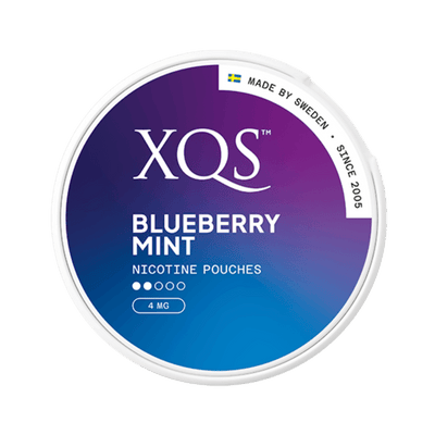 XQS Blueberry Mint Light nicotine pouch can – Slim moist, 8mg, 20 pouches