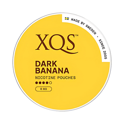 XQS Dark Banana nicotine pouch can – Slim moist, 8 mg, 20 pouches