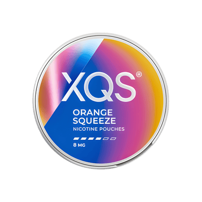 XQS Orange Squeeze nicotine pouch can – Slim moist, 8mg, 20 pouches