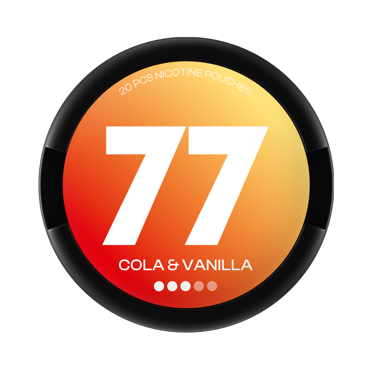 77 Cola & Vanilla nicotine pouch can – Slim all-white, 10.4mg, 20 pouches