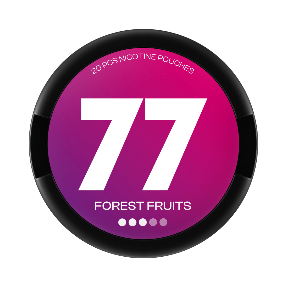 77 Forest Fruit nicotine pouch can – Slim all-white, 10.4 mg, 20 pouches
