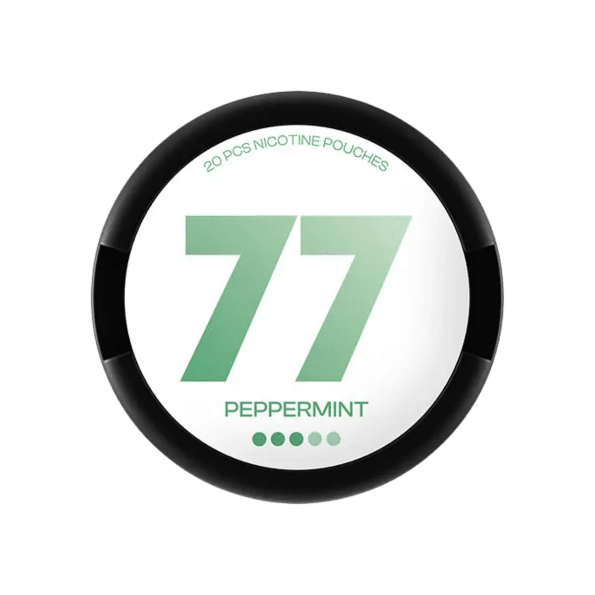 77 Peppermint nicotine pouch can – Slim all-white, 10.4mg, 20 pouches