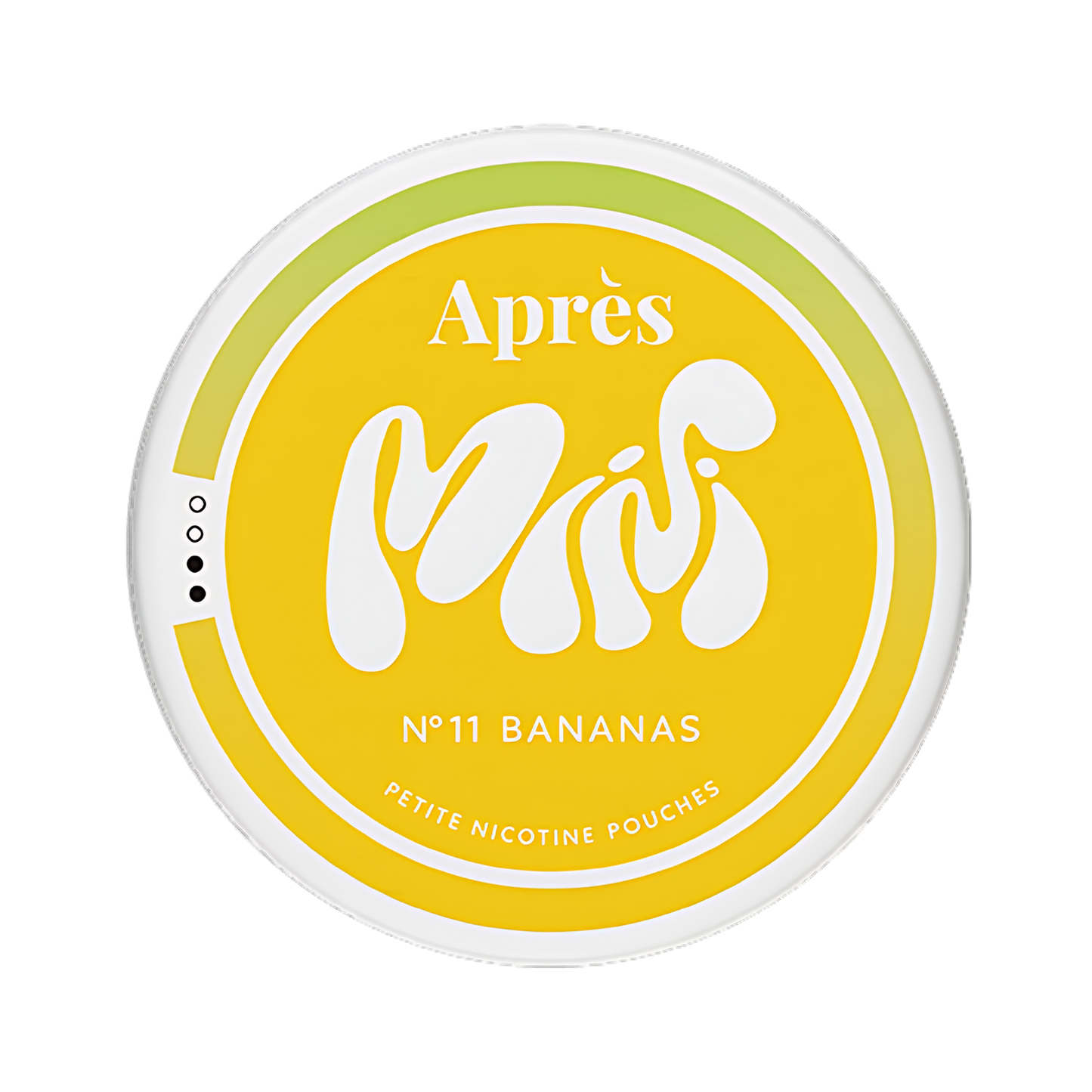 Après Banana Mini nicotine pouch can – Mini all-white format, 3.2mg per pouch, 20 pouches