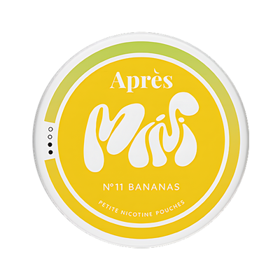 Après Banana Mini nicotine pouch can – Mini all-white format, 3.2mg per pouch, 20 pouches