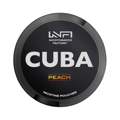 CUBA Black Peach nicotine pouch can – Slim moist, 42.9mg, 20 pouches