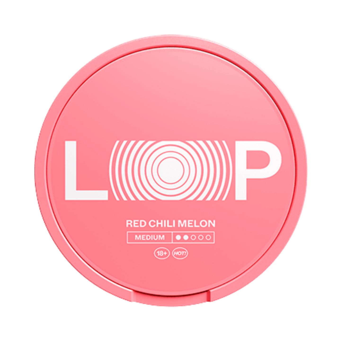 LOOP Red Chili Melon Medium nicotine pouch can – Slim semi-moist, 6.3mg, 20 pouches