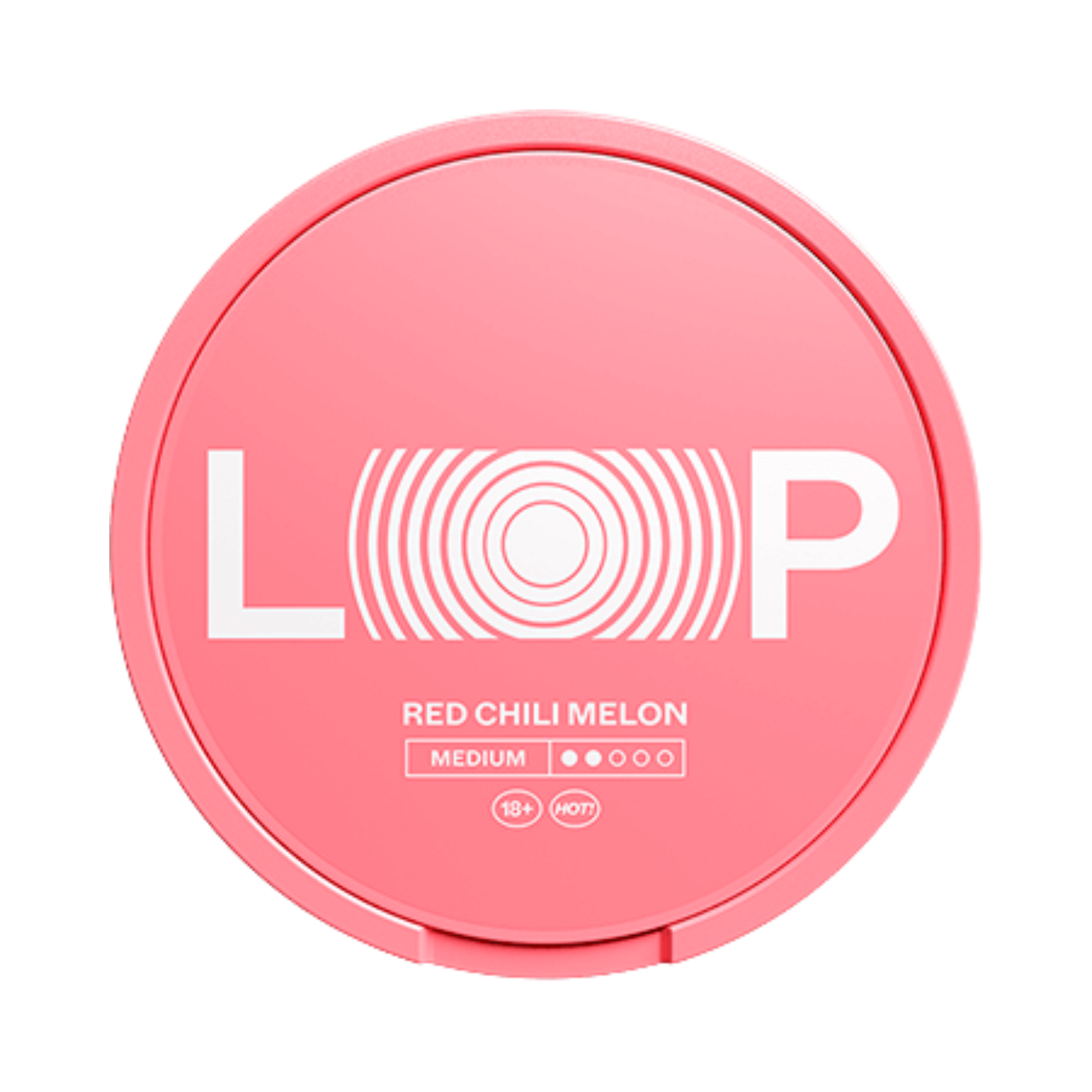 LOOP Red Chili Melon Medium nicotine pouch can – Slim semi-moist, 6.3mg, 20 pouches