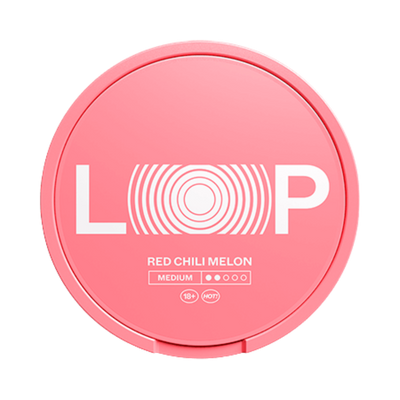 LOOP Red Chili Melon Medium nicotine pouch can – Slim semi-moist, 6.3mg, 20 pouches