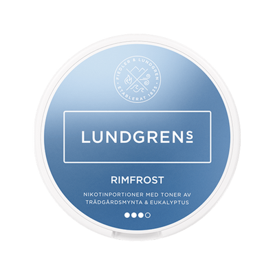 Lundgrens Rimfrost nicotine pouch can – Large dry, 10mg, 21 pouches