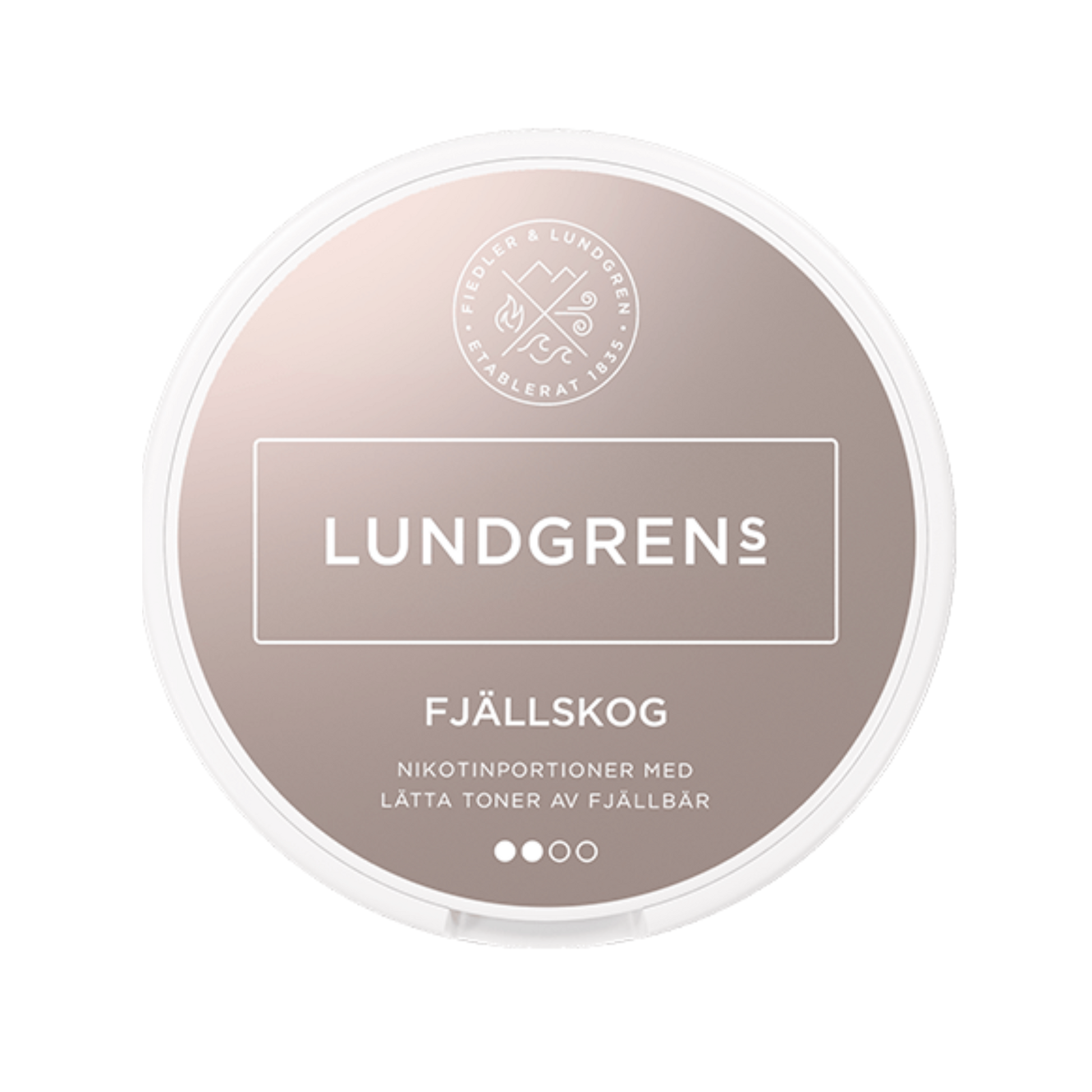 Lundgrens Fjällskog nicotine pouch can – Large dry, 8mg, 21 pouches