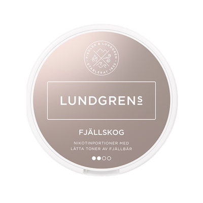 Lundgrens Fjällskog nicotine pouch can – Large dry, 8mg, 21 pouches