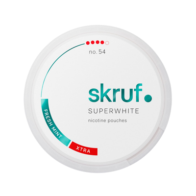 SKRUF No.54 Fresh Mint Extra Strong nicotine pouch can – Slim semi-moist, 11mg, 24 pouches