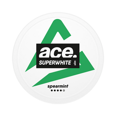 ACE Spearmint nicotine pouch can – Slim all-white format, 6 mg, 20 pouches