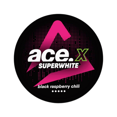 ACE X Black Raspberry Chili nicotine pouch can – Slim all-white, 8 mg, 20 pouches