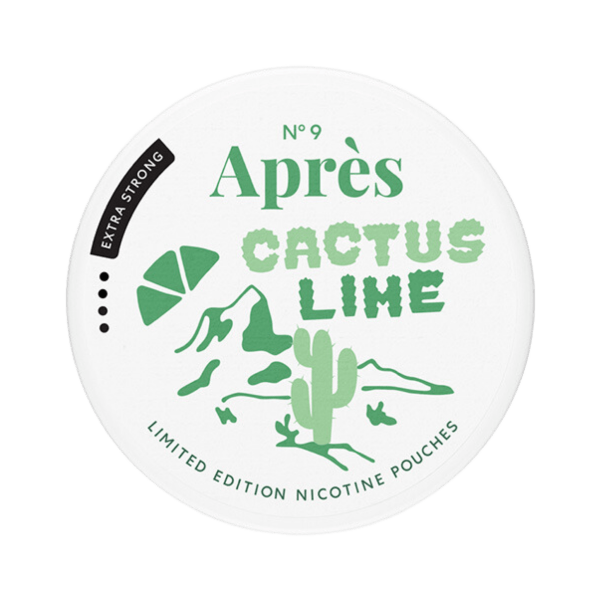 Après Cactus Lime Extra Strong nicotine pouch can – Slim all-white, 8.3mg, 20 pouches