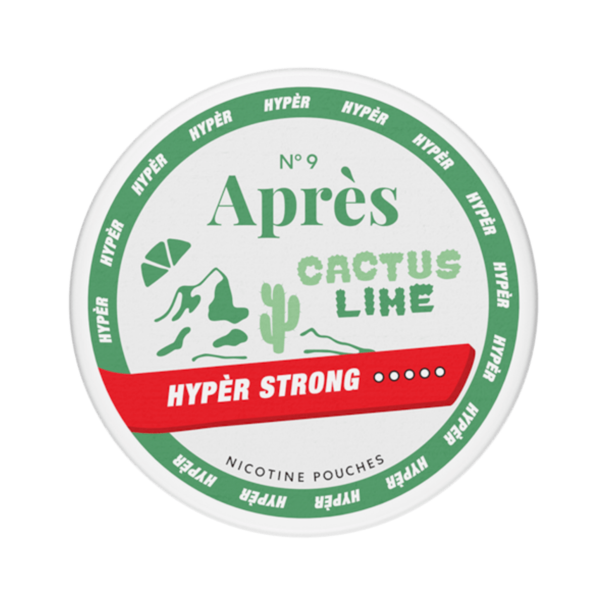 Après Cactus Lime Hyper Strong nicotine pouch can – Slim all-white, 11mg, 20 pouches