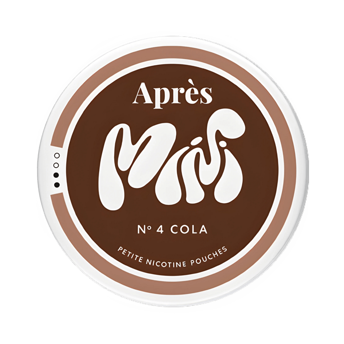 Après Cola Mini nicotine pouch can – Mini all-white format, 3.2 mg per pouch, 20 pouches
