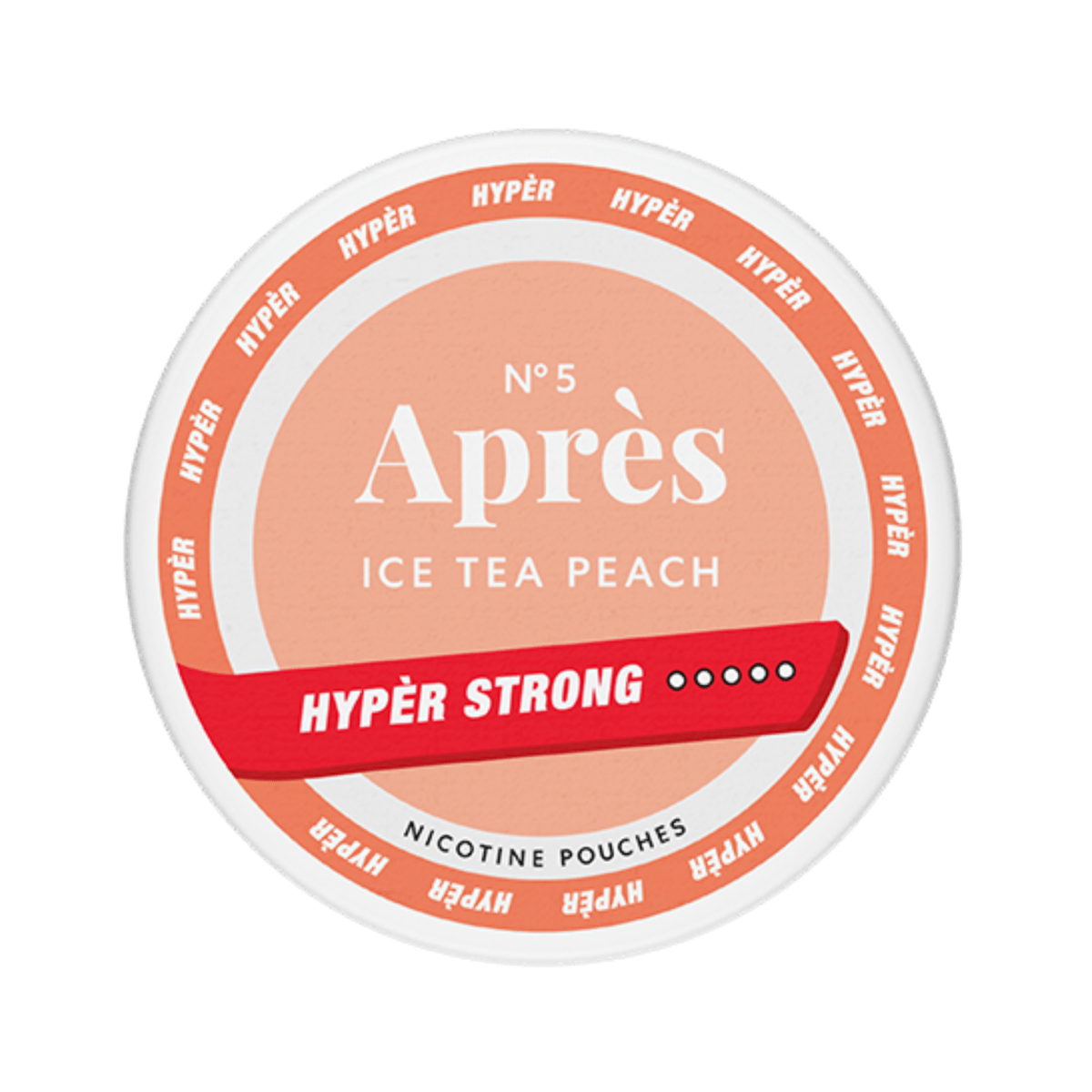 Après Ice Tea Peach Hyper Strong nicotine pouch can – Slim all-white, 11mg, 20 pouches