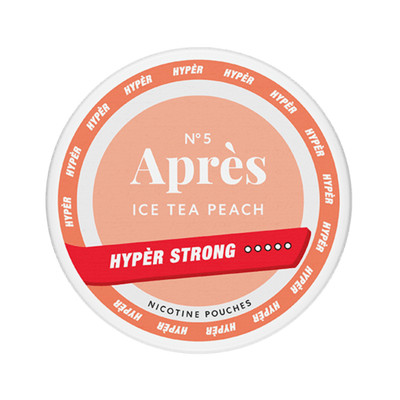 Après Ice Tea Peach Hyper Strong nicotine pouch can – Slim all-white, 11mg, 20 pouches