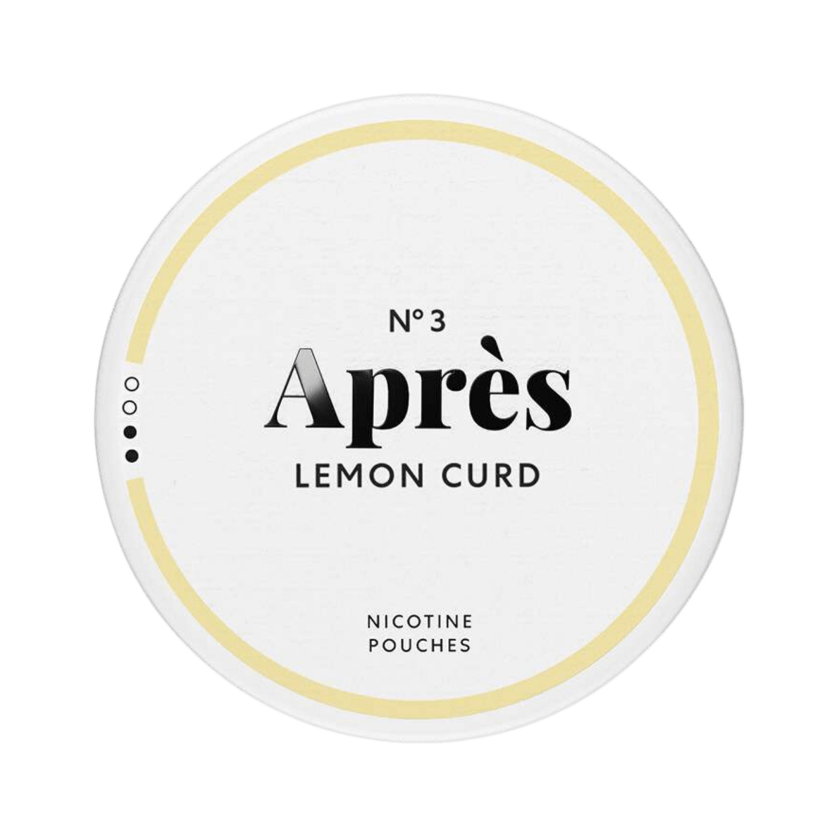 Après Lemon Curd nicotine pouch can – Slim all-white format, 4.4 mg, 20 pouches