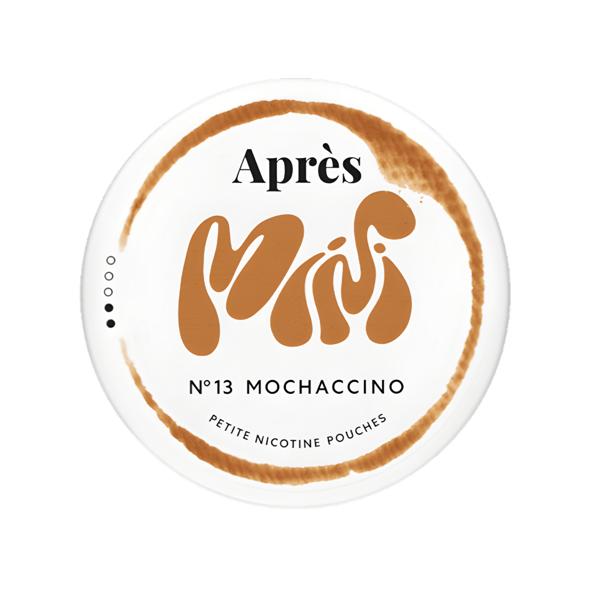 Apres Mochaccino Mini nicotine pouch can – Mini all-white format, 3.2mg, 20 pouches