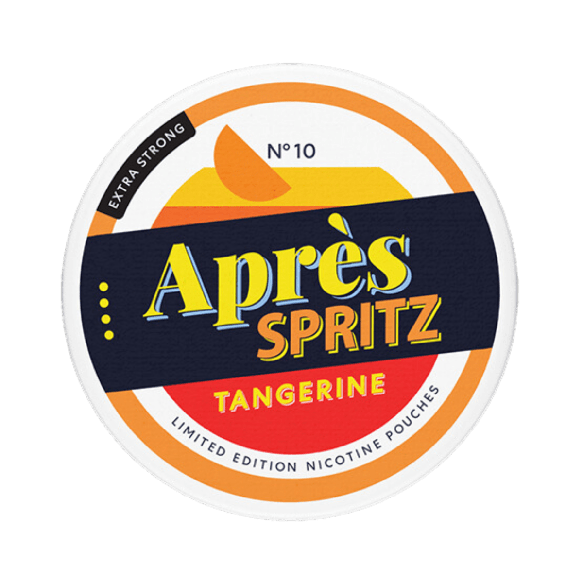 Après Spritz Tangerine Extra Strong nicotine pouch can – slim all-white format, 8.3 mg, 20 pouches
